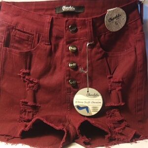 Chocolate brand young Women High Waist Distressed Burgundy shorty Shorts size 5